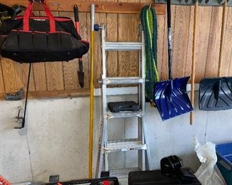 Ladder, shovels