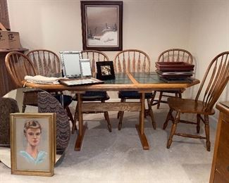 Oval oak table with 6 chairs