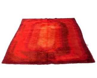 Lot 54 | EGE RYA DANISH MODERN SHAG WOOL RUG | Mid-century modern wool pile rug in red "Flora" design; h. 11 ft. 5 in. w. 7 ft. 11 in.