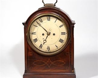 Lot 163 | GRAYHURST HARVEY & CO. BRACKET CLOCK | Michael Grayhurst (1765-1839), movement with etched engraved detail on the body and pendulum
h. 16-1/2 w. 11 d. 6 in. Michael Grayhurst 1765-1839) is a listed clockmaker and worked with James Harvey in business as gold/silversmiths, watchmakers and jewelers at 65, Strand from c. 1810. By 1834, they had grown to become Grayhurst