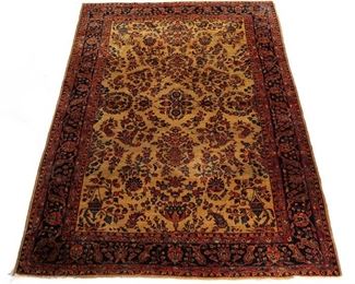 Lot 221 | ANTIQUE SAROUK FEREGHAN CARPET | Early 20th century, with a cream-colored ground and an all-over pattern
h. 10 ft. 6 in. w. 7 ft. 1 in.