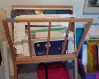 Wood rack for unframed works of art