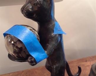 Cat sculpture with cat carrying paperweight