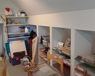 Chairs, table, and art supplies