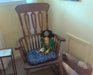 Rocking chair; hand made doll