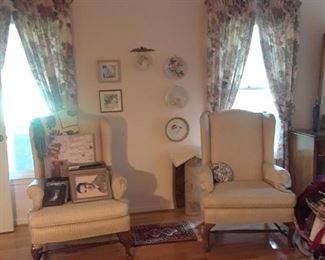 Pair of wing back chairs