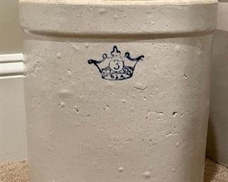 Item 58:  Antique 3 gallon crock no cover - 10.5" x 11.5": $95