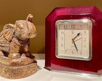 Item 66:  Elephant decor (left):  $16 (SOLD)                                                      Item 67:  Paul Sebastian Inc. Quartz clock (right):  $22