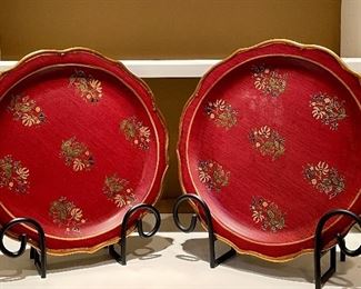 Item 73:  (2) Bringier McConnell by Toyo Decorative plates with stand - 14.5: $45 for pair