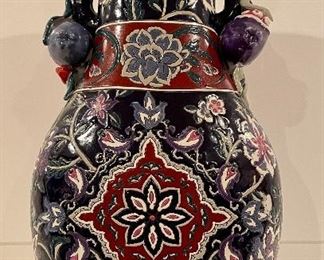 Item 75:  Decorative vase with fruit handles - 14.5":  $85