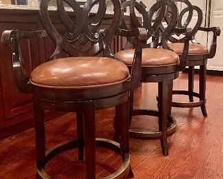 Item 115:  (3) Artistica leather swivel bar stools - 22"l x 17.5"w x 42.5"h & seat height is 23.5":  $285  