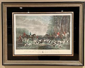 Item 141:  Engraving by Thomas Lurton, custom framed -  "The Meet at Blagdon" - 35.5" x 27.5":  $165