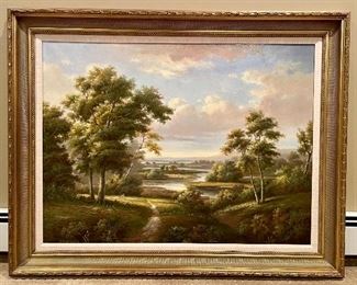 Item 143:  Large, Landscape Oil Painting, unsigned - 48" x 37.5":  $275