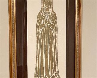 Item 147:  Framed Brass Rubbing, Medieval Lady - 16" x 28": $95