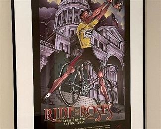 Item 149:  Ride for the Roses, Framed Print (yellow shirt with baby) - 20.25" x 32":  $45