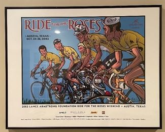 Item 150:  Ride for the Roses, (6 guys on bikes) - 28.25" x 22.25":  $45