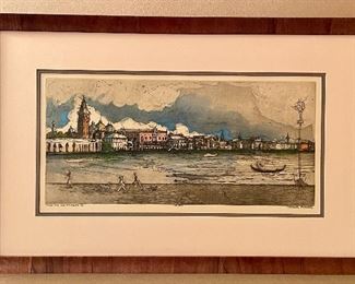 Item 170:  Signed colored etching 120/350 - 28.5" x 18.25": $225