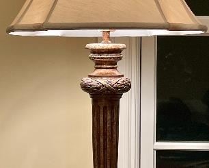 Item 175:  (2) Fine Arts brushed gold lamps - 34": $425 for pair