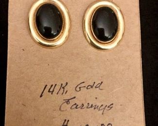 Item 180:  14K Gold & Onyx Earrings:  $195