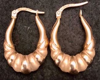 Item 183:  14K gold Shrimp Earrings: $125