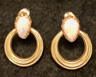 Item 184:  14K gold and opal earrings: $125
