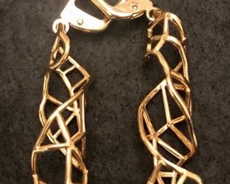 Item 185:  14K gold abstract earrings: $140
