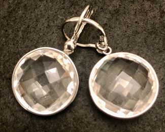 Item 188:  14K white gold and rock crystal earrings: $195