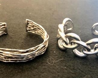 Item 197:  Sterling Silver Overlapping Circle Bracelet (left from Saks 5th Avenue): $65                                                                      Item 198:  Sterling Silver Bracelet (right): $58 (SOLD)