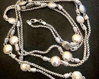 Item 199:  60" long Silver tone necklace with clasp: $18