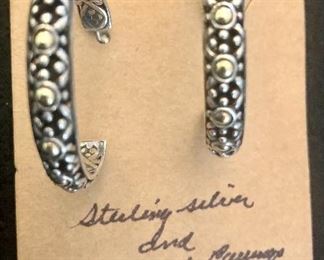 Item 229:  18K & Sterling Silver Earrings:  $45