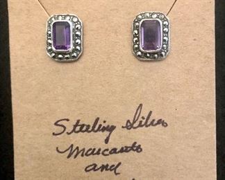 Item 236:  Sterling Silver & Purple Stone Earrings:  $35