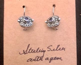 Item 239:  Sterling Silver & Purple Gem Earrings:  $35
