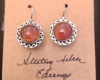 Item 240:  Sterling Silver Earrings with Red Stone:  $45