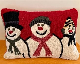 Item 246:  Snowmen needlepoint pillow:  $32