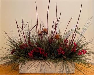 Item 247:  Faux holiday arrangement with red berries - 16" x 23": $32
