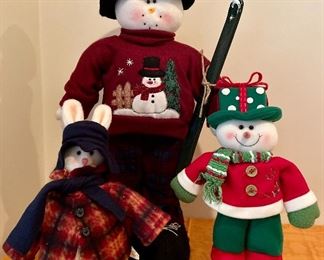 Item 251:  Lot of (3), large snowman, bunny and small snowman:  $34                                                                      