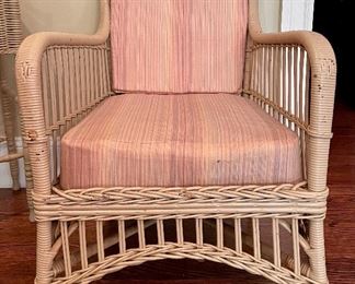 Item 21:  Wicker armchair (two cushions) - 31"l x 19.5"w x 36"h: $145