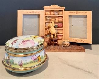 Item 295:  Lot of Winnie the Pooh trinket box and frame:  $24
