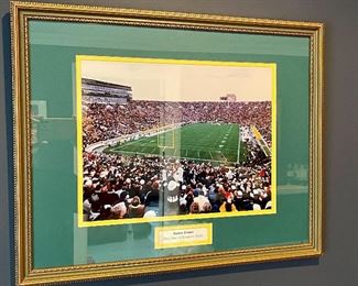 Item 306:  Notre Damn "Play Like a Champion Today" photograph - 21.5" x 17.5": $65