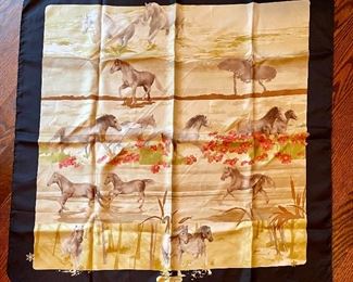Item 311:  Salvatore Ferragamo scarf with horses: $68