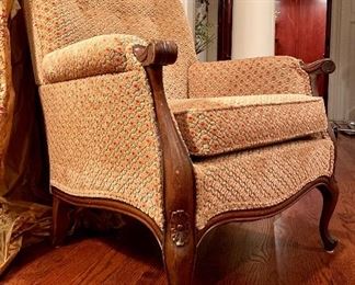 Item 436:  Wood and Upholstered Arm Chair - 29.25"l x 19.5"w x 34.5"h:  $425