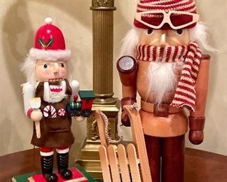 Item 479:  Lot of two nutcrackers - left is a music box nutcracker and on the right is Crate and Barrel nutcracker:  $54 for both                                                                            Tallest - 16"