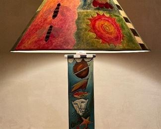 Item 438:  Love this Hand Made Folk Art Lamp! I have taken pictures from all angles - brilliant lamp! - 32": $225