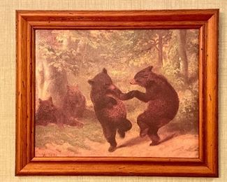 Item 453:  Dancing Bear Framed Print by William H. Beard - 17" x 14": $22