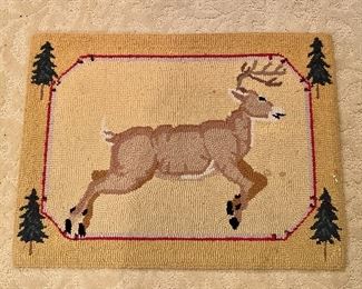Item 482:  Hooked Deer Rug - please note that there are a couple of marks on this rug and it is very small! $14