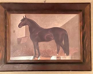 Item 454:  Folk-y Framed Horse - 19.5" x 14.25": $32