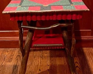 Item 442:  Painted Folk Art and Wood Hand Made Table: $295
