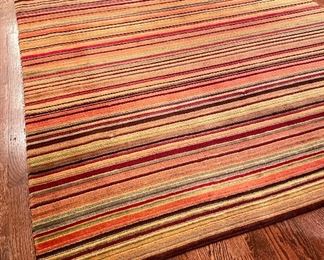Item 443:  Crate and Barrel Striped Area Rug, 8' x 10' - Wool and Cotton:  $375