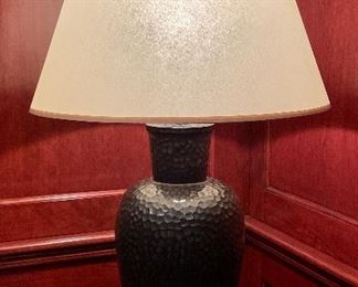 Item 446:  Dimpled Metal Table Lamp - 32":  $145