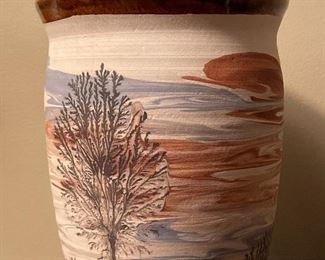 Item 502:  Sevierville Pottery Tennessee Ceramic Vase with Tree:  $32